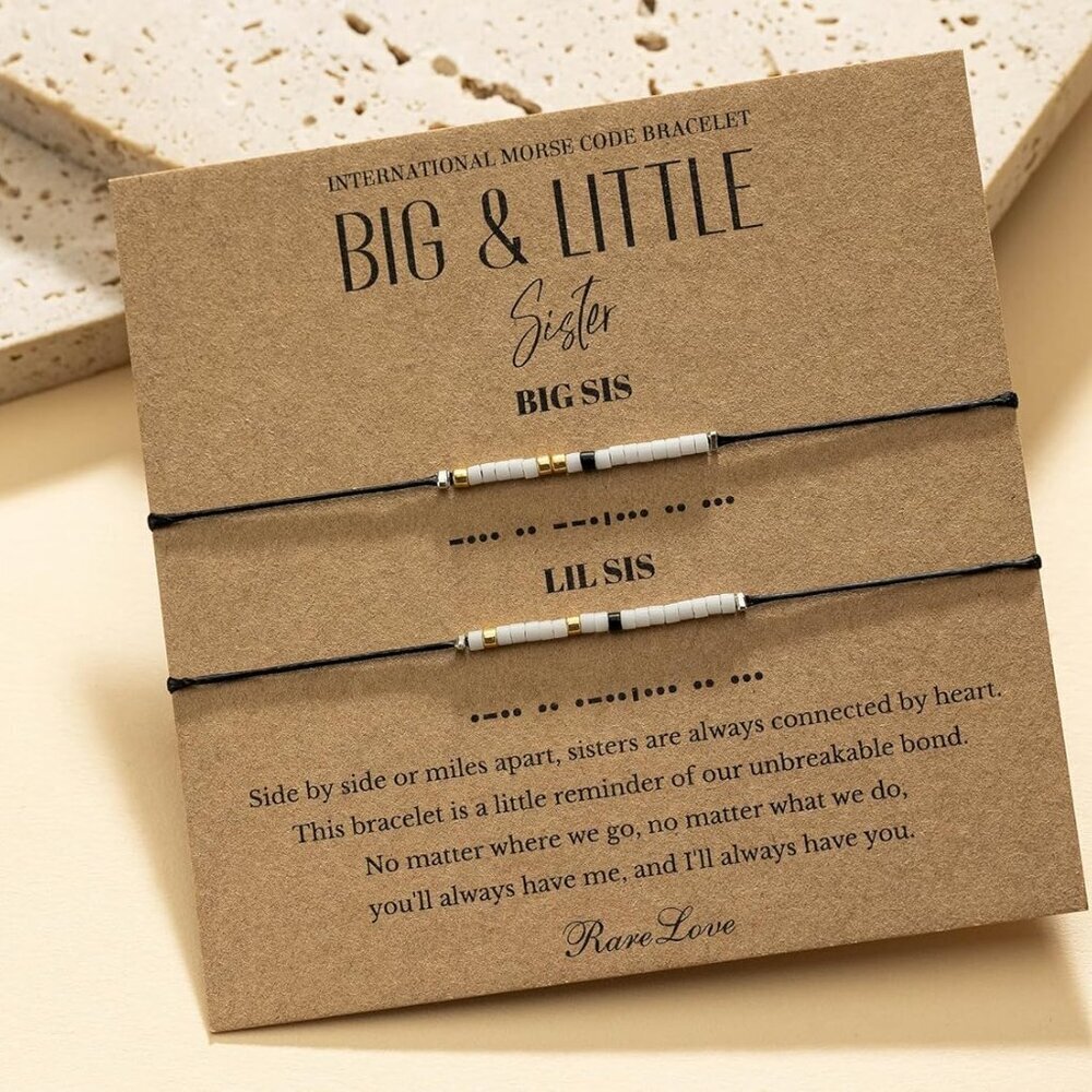 Matching Sister Bracelets Morse Code Beaded Set F… - image 6